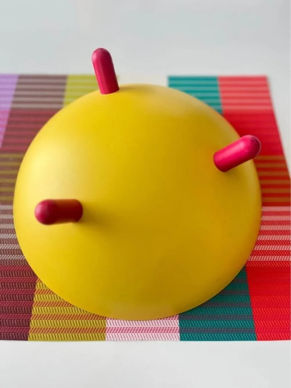 Vintage Ikea Postmodern Swedish Ps Series Yellow and Pink Tripod bowl by Ola Wih